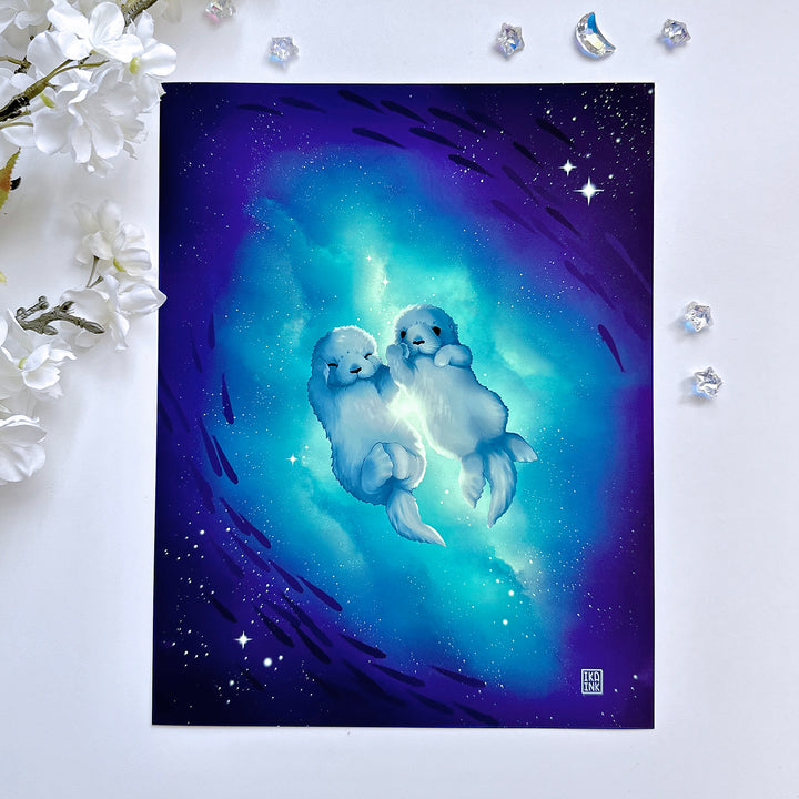 Sea Otter Cosmic Companions Art Print