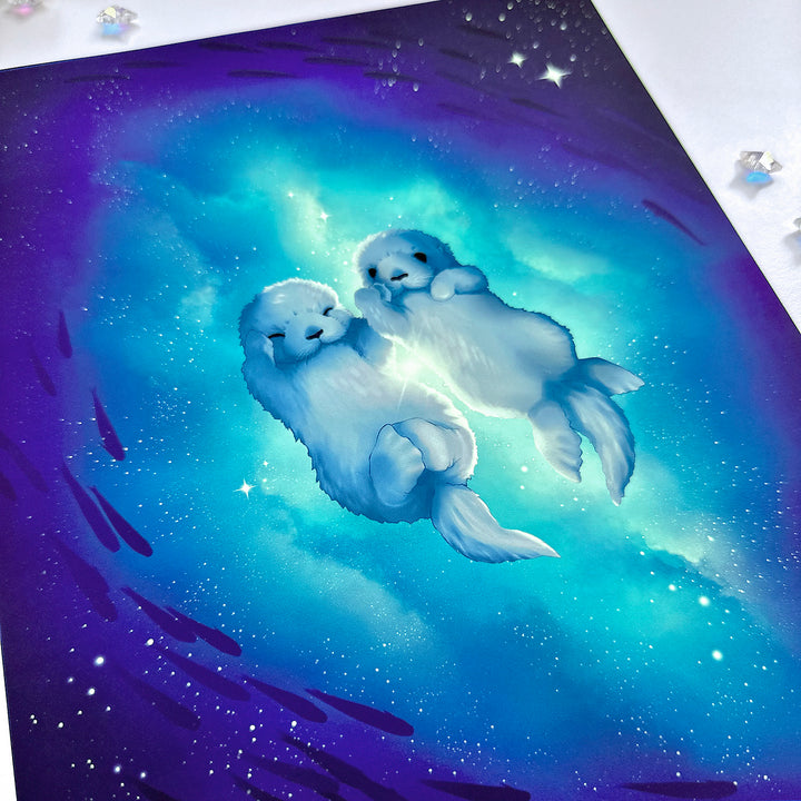 Sea Otter Cosmic Companions Art Print