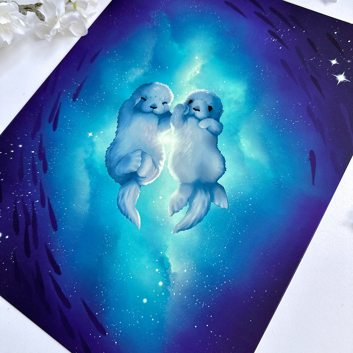 Sea Otter Cosmic Companions Art Print