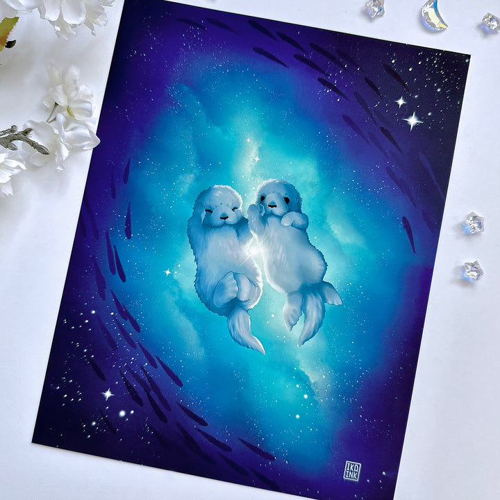 Sea Otter Cosmic Companions Art Print