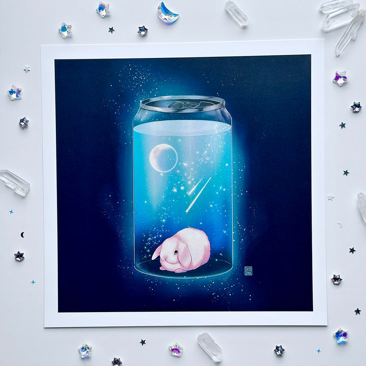 Shooting Star Soda Bunny Art Print