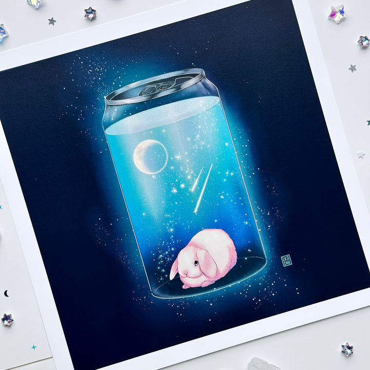 Shooting Star Soda Bunny Art Print