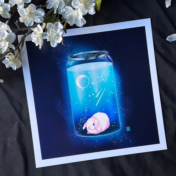 Shooting Star Soda Bunny Art Print