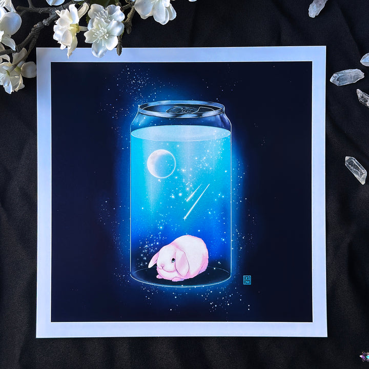 Shooting Star Soda Bunny Art Print