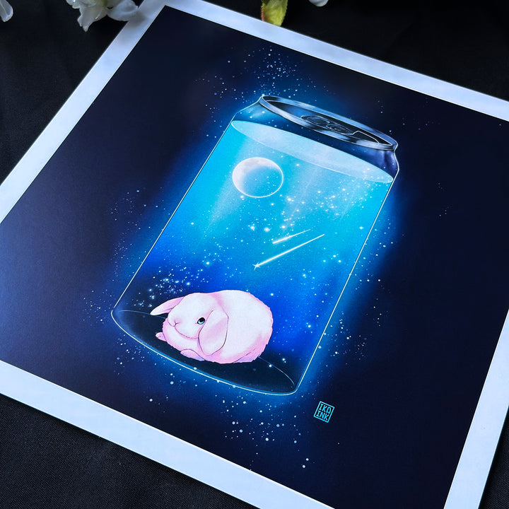 Shooting Star Soda Bunny Art Print