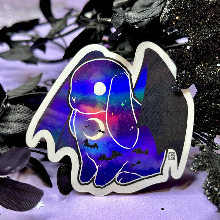 Bat Moon Bunny Holographic Vinyl Sticker