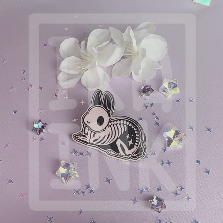 Sitting Skeleton Bunny Enamel Pin - Seconds