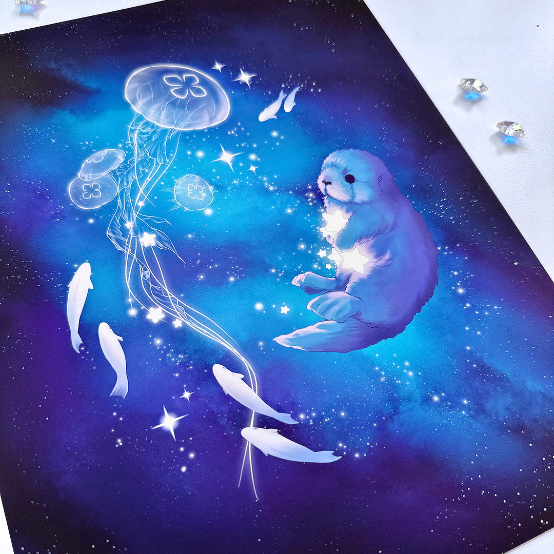 Galactic Otter Odyssey Art Print
