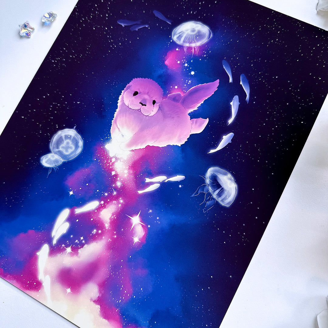 Cosmic Creation Sea Otter Art Print