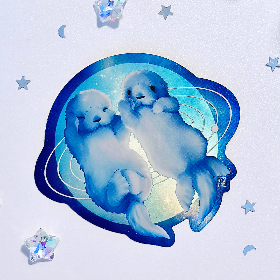 Cosmic Companions Sea Otter Vinyl Sticker