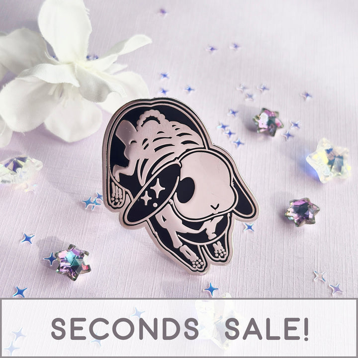 Bowing Skeleton Bunny Enamel Pin - Seconds