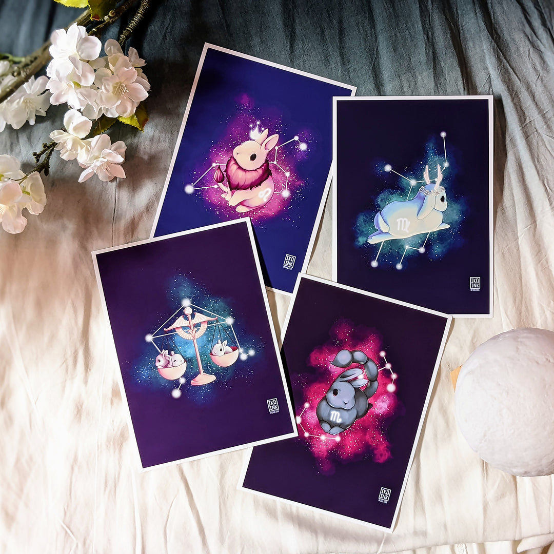 Zodiac Bunny Art Prints