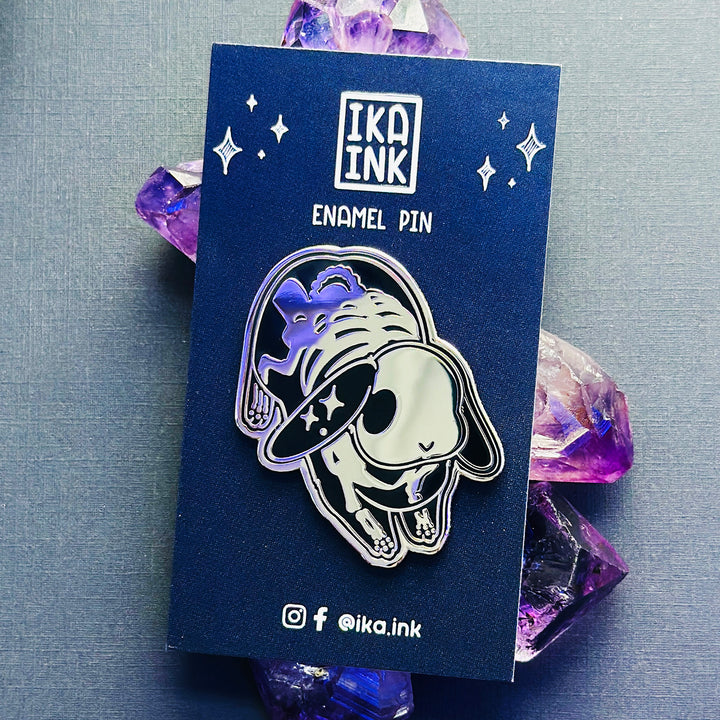 Bowing Skeleton Bunny Enamel Pin