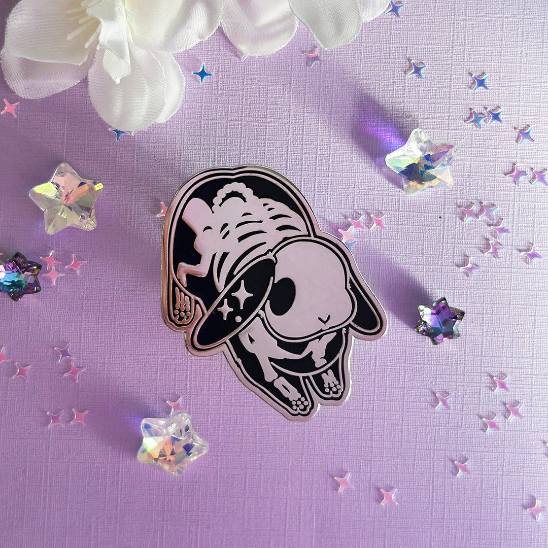 Bowing Skeleton Bunny Enamel Pin - Seconds