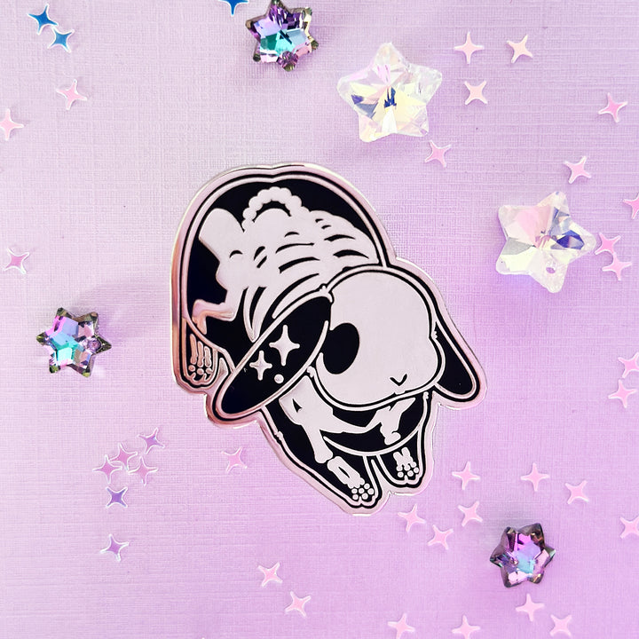 Bowing Skeleton Bunny Enamel Pin - Seconds