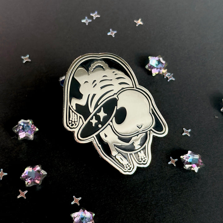 Bowing Skeleton Bunny Enamel Pin - Seconds