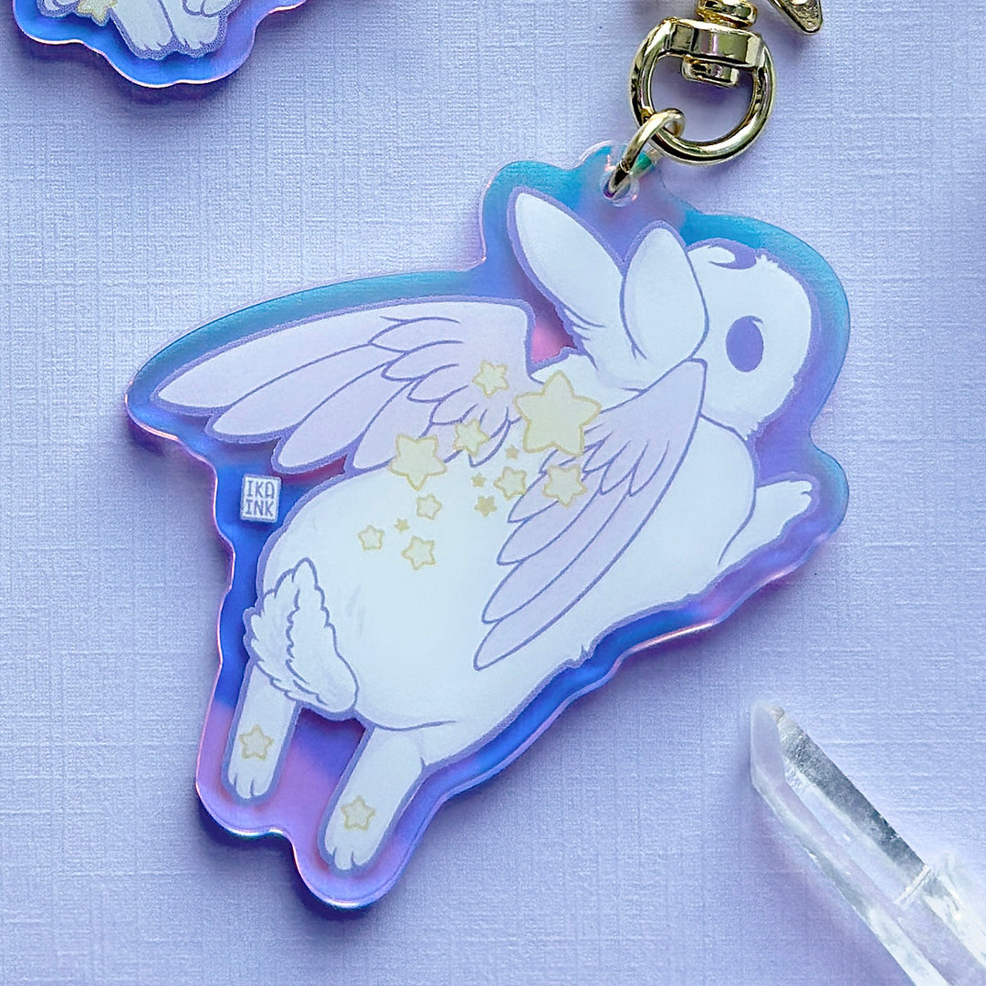 Star Chaser Bunny Leaping Iridescent Keychain