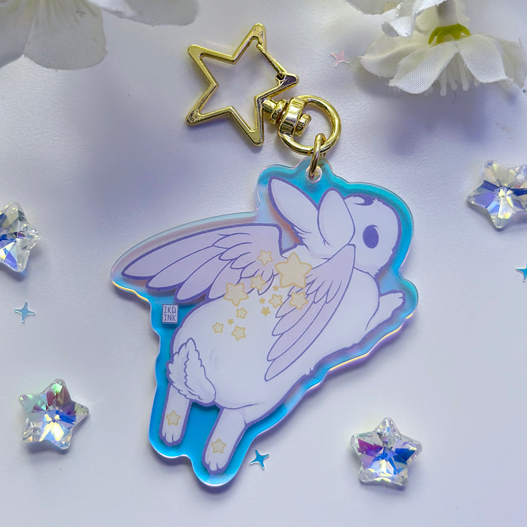 Star Chaser Bunny Leaping Iridescent Keychain