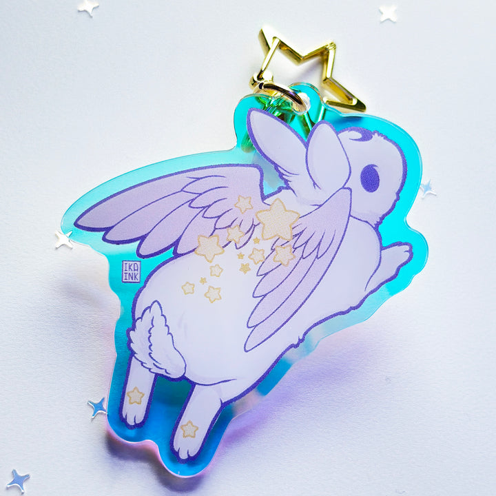 Star Chaser Bunny Leaping Iridescent Keychain