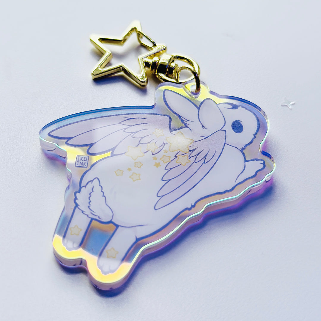 Star Chaser Bunny Leaping Iridescent Keychain