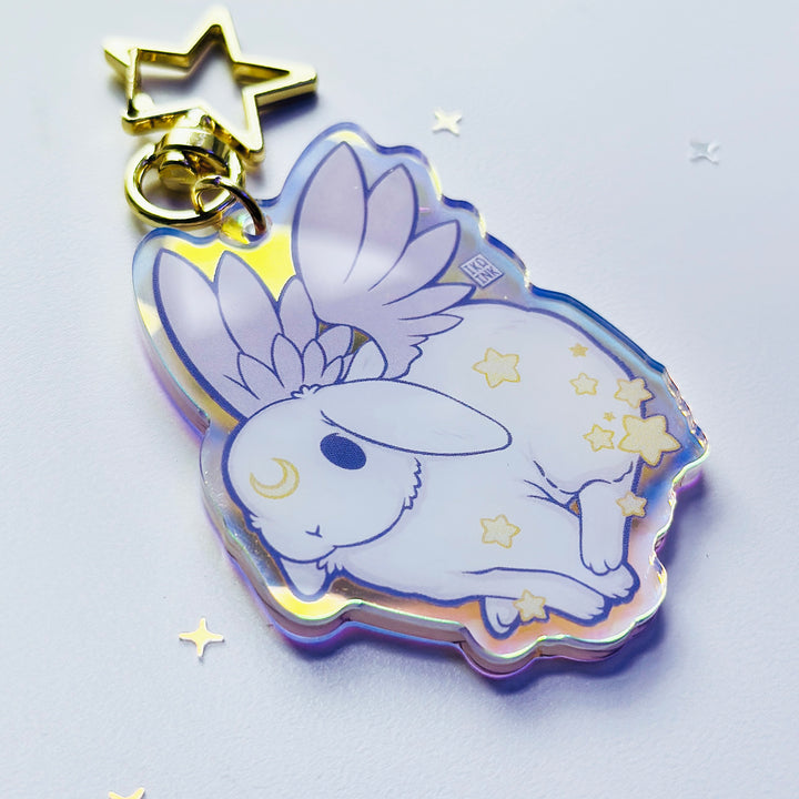 Star Chaser Bunny Running Iridescent Keychain