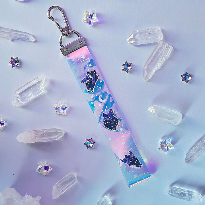 Star Chaser Bunny Holographic Wrist Lanyard - Black