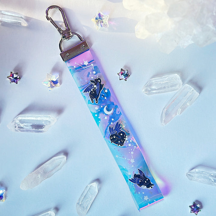 Star Chaser Bunny Holographic Wrist Lanyard - Black