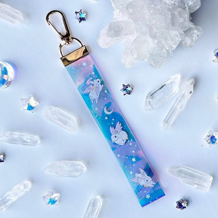 Star Chaser Bunny Holographic Wrist Lanyard - White