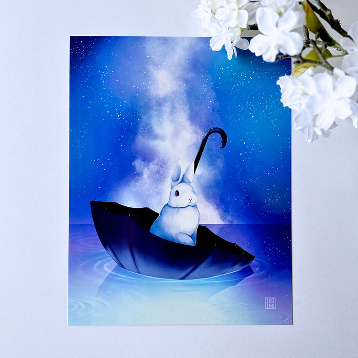 Milky Way Umbrella Bunny Art Print