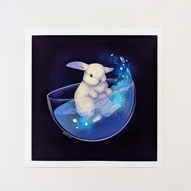 Galaxy Tea Bunny Art Print