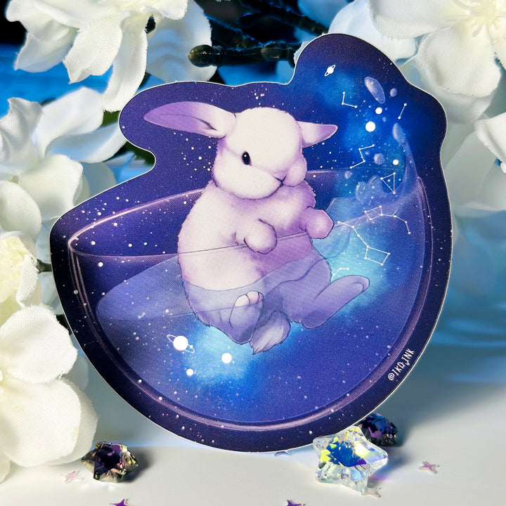 Galaxy Tea Bunny Vinyl Sticker