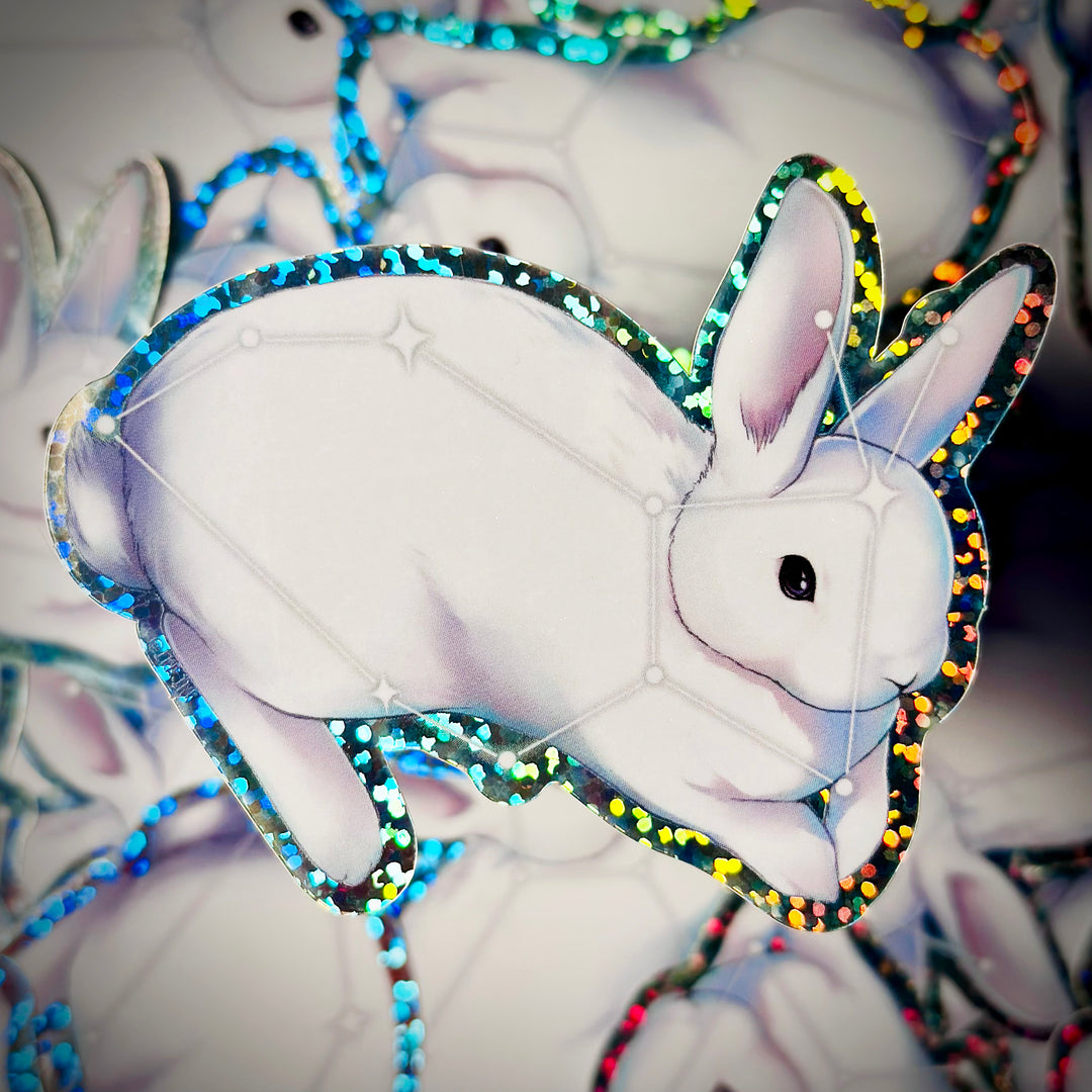 Lepus Rabbit Constellation Glitter Vinyl Sticker