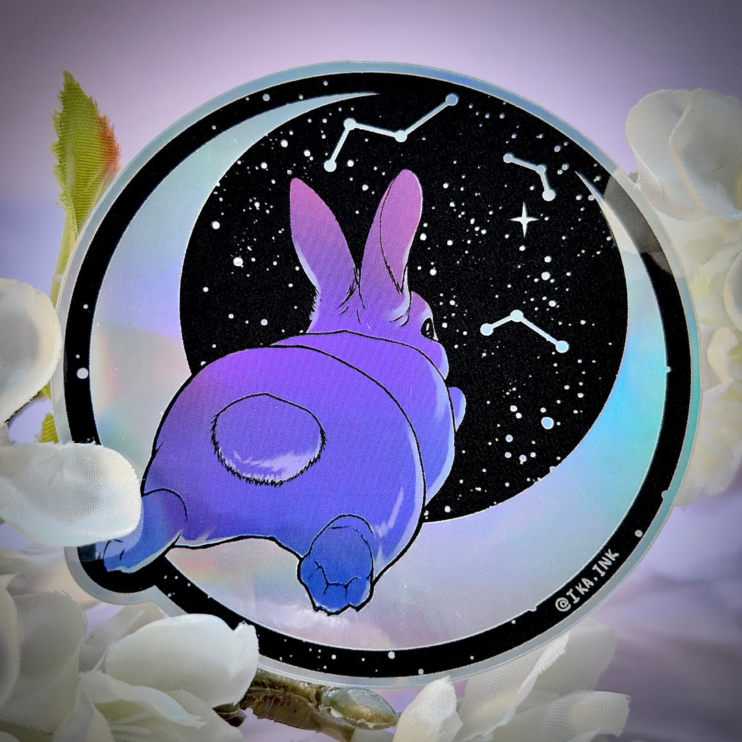 Bunny Butt Moon Holographic Vinyl Sticker