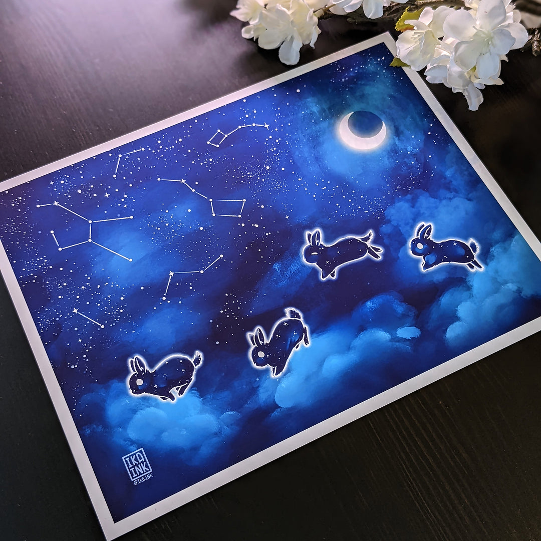 Stellar Constellation Bunnies Art Print