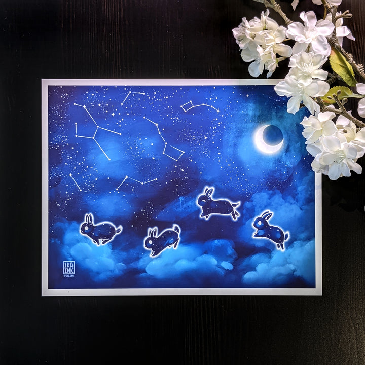Stellar Constellation Bunnies Art Print