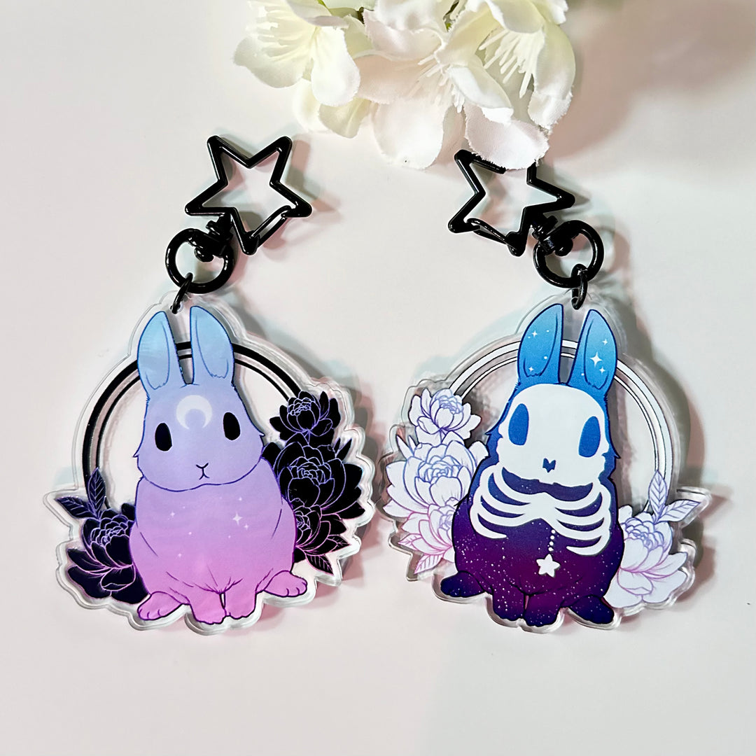 Morning and Evening Star Bunny Charm Reversible Keychain