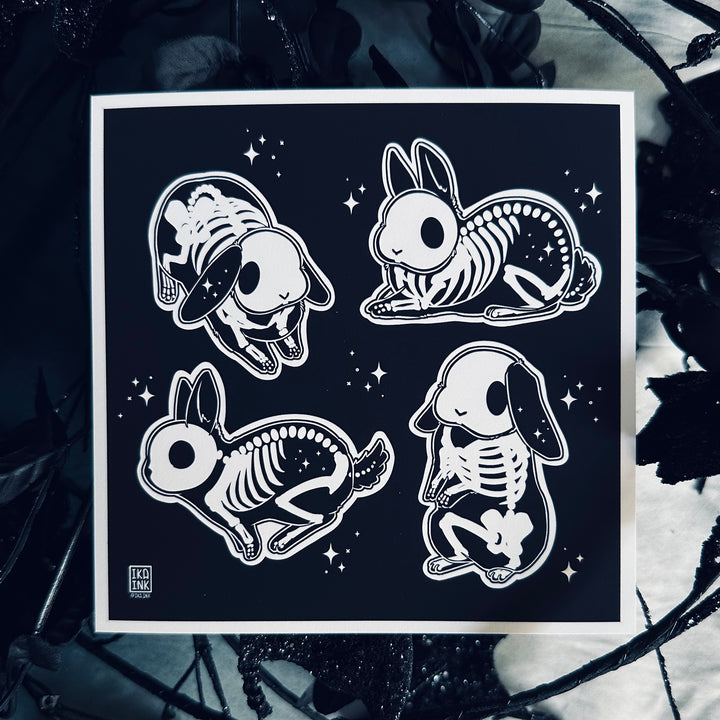 Spooky Scary Skelebuns Mini Art Print