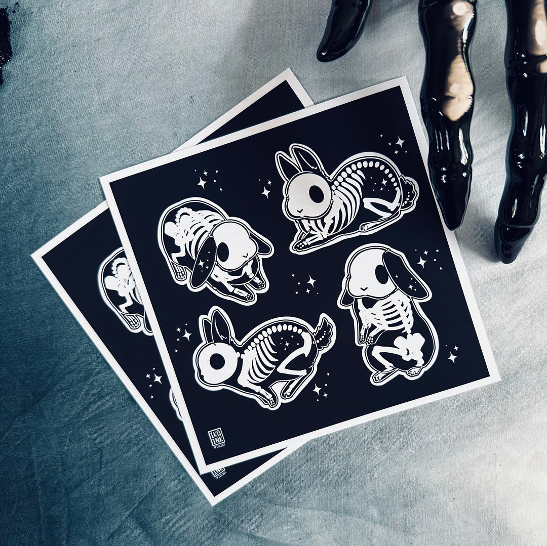Spooky Scary Skelebuns Mini Art Print